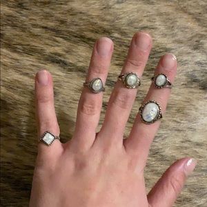 White opal ring set